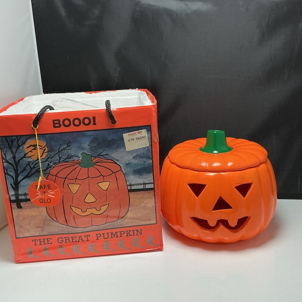 Over &‎ Back Trick 'R Treater Pumpkin Jack O'Lantern Ceramic Candle Holder
